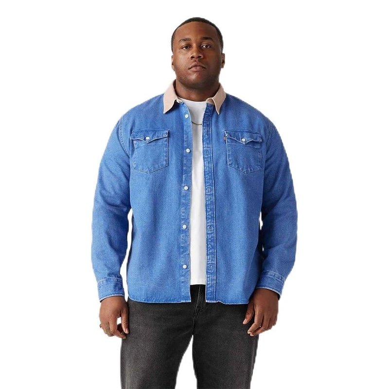 Levi's Men's Big & Tall Relaxed Fit Western Shirt, Calf Vintage wash, XL