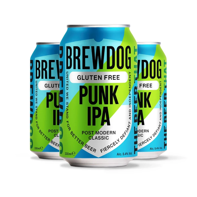 BrewDog Gluten Free Punk IPA, 5.4% ABV - 24 x 330ml Cans - Vegan