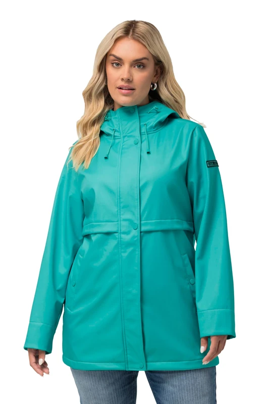 Ulla Popken Women's Hyprar: Softshell Jacket with Overlapping, Water-Repellent Jacket, Green, 46-48
