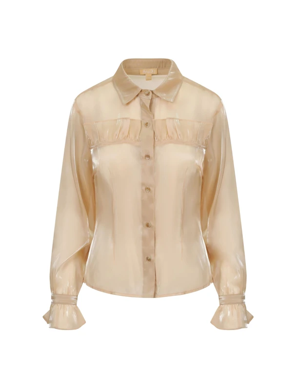 BALOU Sheer Organza Blouse - Elegance Meets Seduction in Every Thread Gold