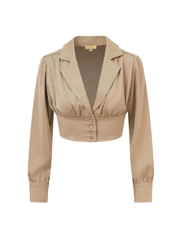 BALOU Silk Shirt - Chic and Elegant Crop Top for Fashion-Forward Women Beige