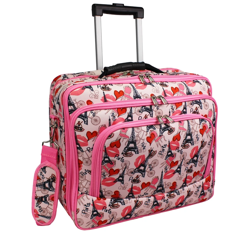 World Traveler Rolling 17-inch Laptop Briefcase Computer Case, Paris Pink, One Size, Rolling 17-inch Laptop Briefcase Computer Case