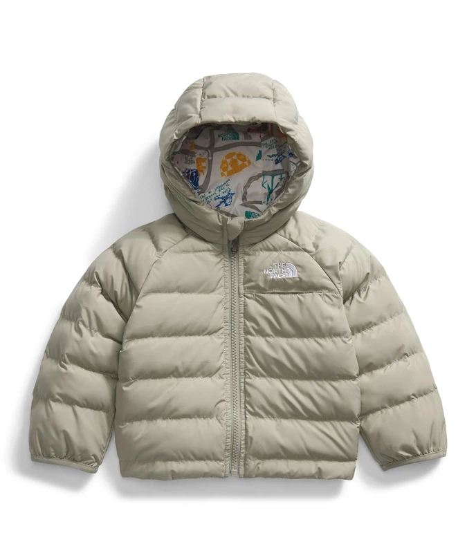 The North Face Baby Reversible Perrito Hooded Jacket, Clay Grey, 3 Months