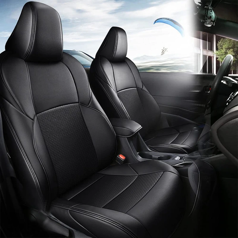 CocheFamilia Custom Fit RAV4 Car Seat Cover for Select Toyota RAV4 2022 2023 2024 SE Hybrid, 2019 2020 2021 2022 2023 2024 Prime & XSE Hybrid - Full Set,Leather (Black)