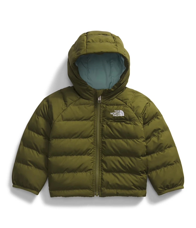 The North Face Baby Reversible Perrito Hooded Jacket, Forest Olive, 3 Months