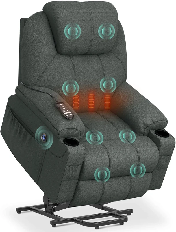 YONISEE Lift chairs recliners for elderly,Recliner Chair with Massage and Heat, Extended Footrest, Heavy Duty Motor Large Recliners for Living Room USB Port, Cup holders, 2 Side Pockets