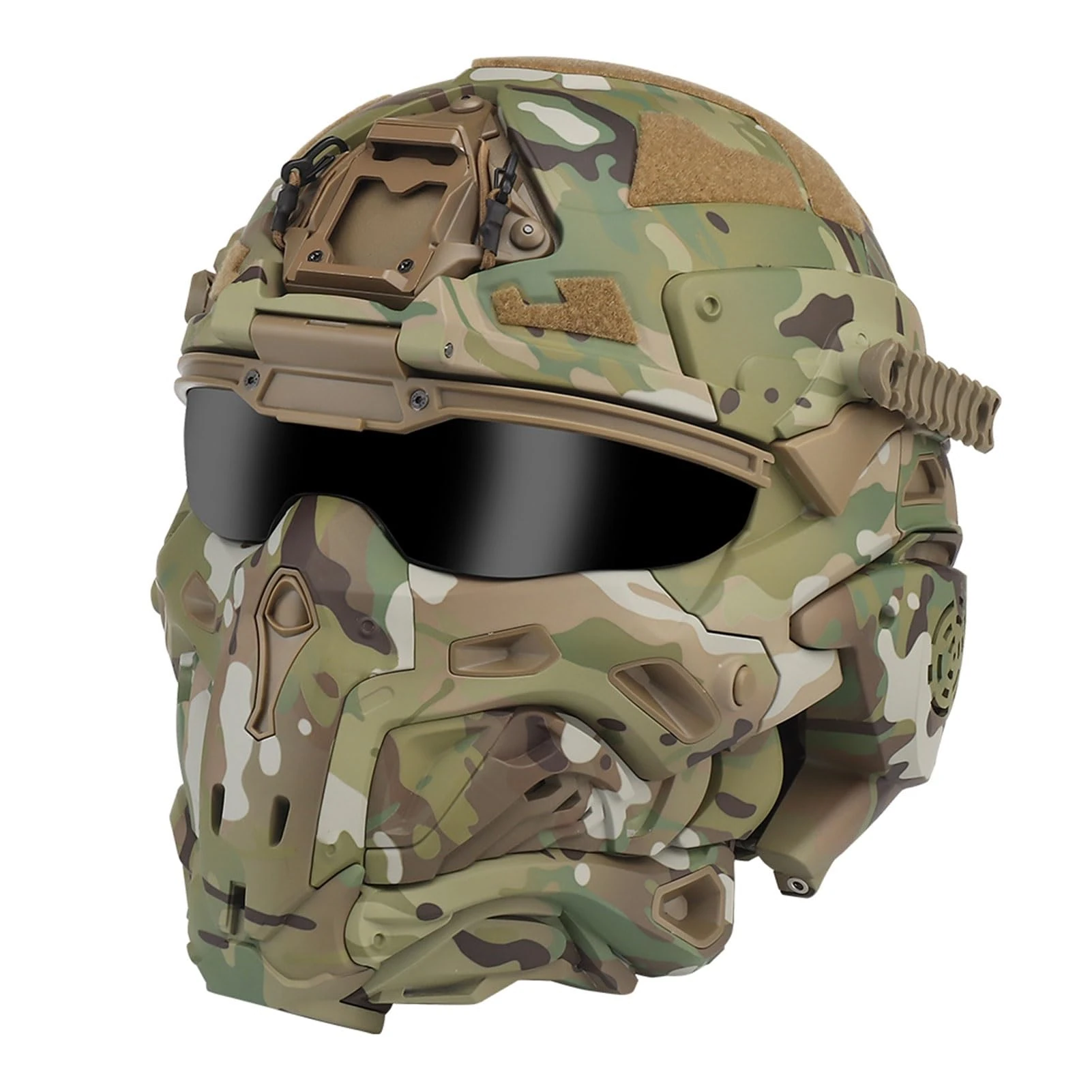 CZMYCBG Tactical Airsoft Helmet, Full-Covered Military Face Protective Helmet Built-in Headset Anti-Fog Fan Assault Helmet Removable Mask Paintball Equipment Protect Helmet (Color : CP)