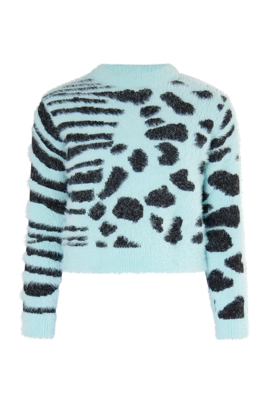 ECY Girl's Strick Pullover Knitted Jumper, Lagoon Mint, 134