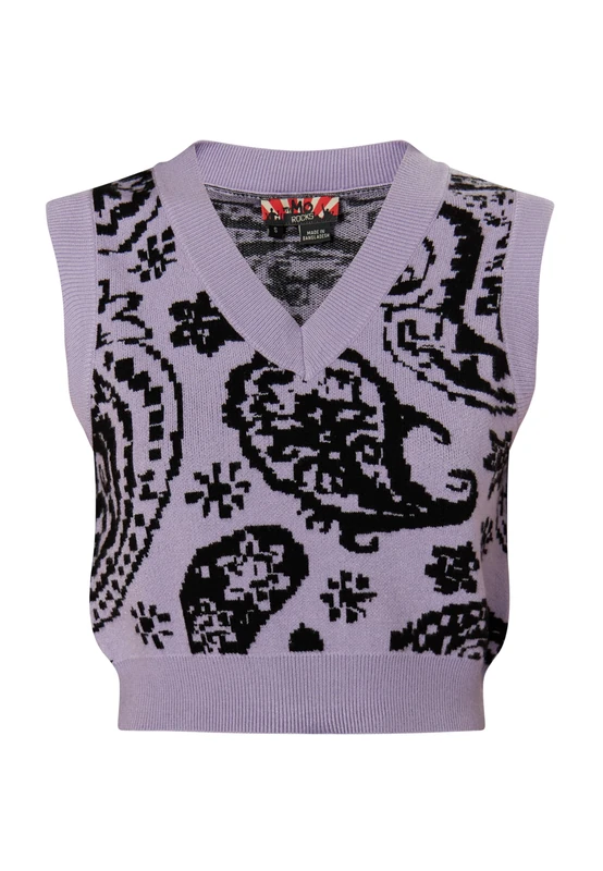 NINDIE Women's Knitted Sweater Vest, Purple, L
