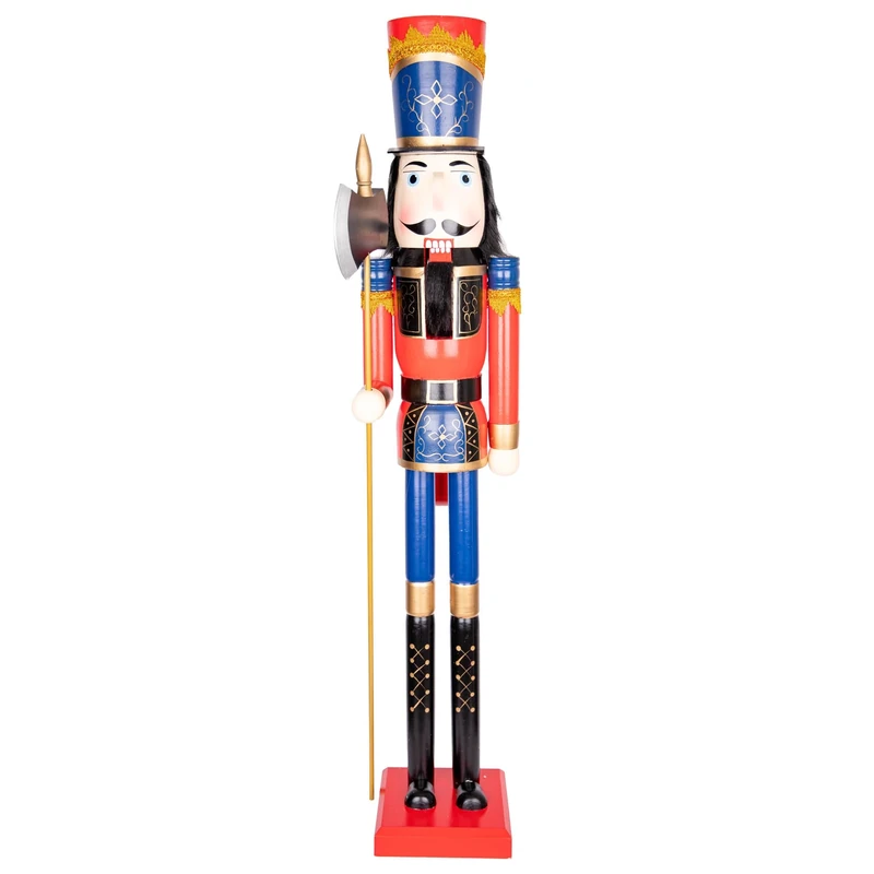 SHATCHI 120cm Large Wooden Christmas Nutcrackers Soldiers King Puppet Figurines Xmas Home Decoration Ornament