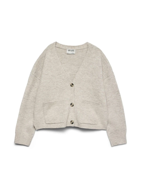 VERO MODA Women's Vmgemma LS V-Neck Knit Cardigan VMA Noos Cardigan, Plaza Taupe, S