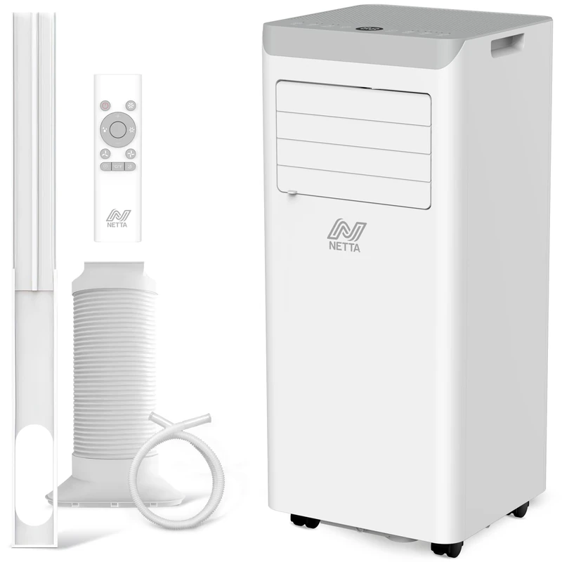 NETTA Portable Air Conditioner 7000 BTU - 3 in 1 Air Conditioning Unit with Dehumidifier & Cooling Fan - 24H Timer, Remote & LED Touch Control - Portable Conditioner for Bedroom, Home & Office - White