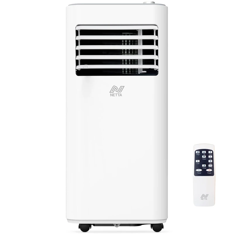 NETTA Portable Air Conditioner 3-IN-1 9000BTU, Dehumidifier, Cooling Fan - Remote Control, LED Touch Control, Adjustable Temperature, for Home, Bedroom, Living room,Office [Energy Class A]