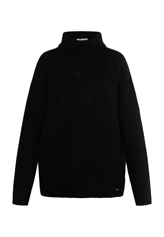 qisha Women's Knit Turtleneck Sweater, Black, M/L