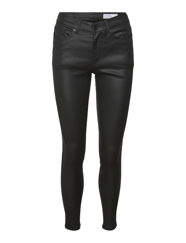 VERO MODA Womens Vmflash Mr Skinny Coated Pants Noos Jeans, Black, L / 34L UK