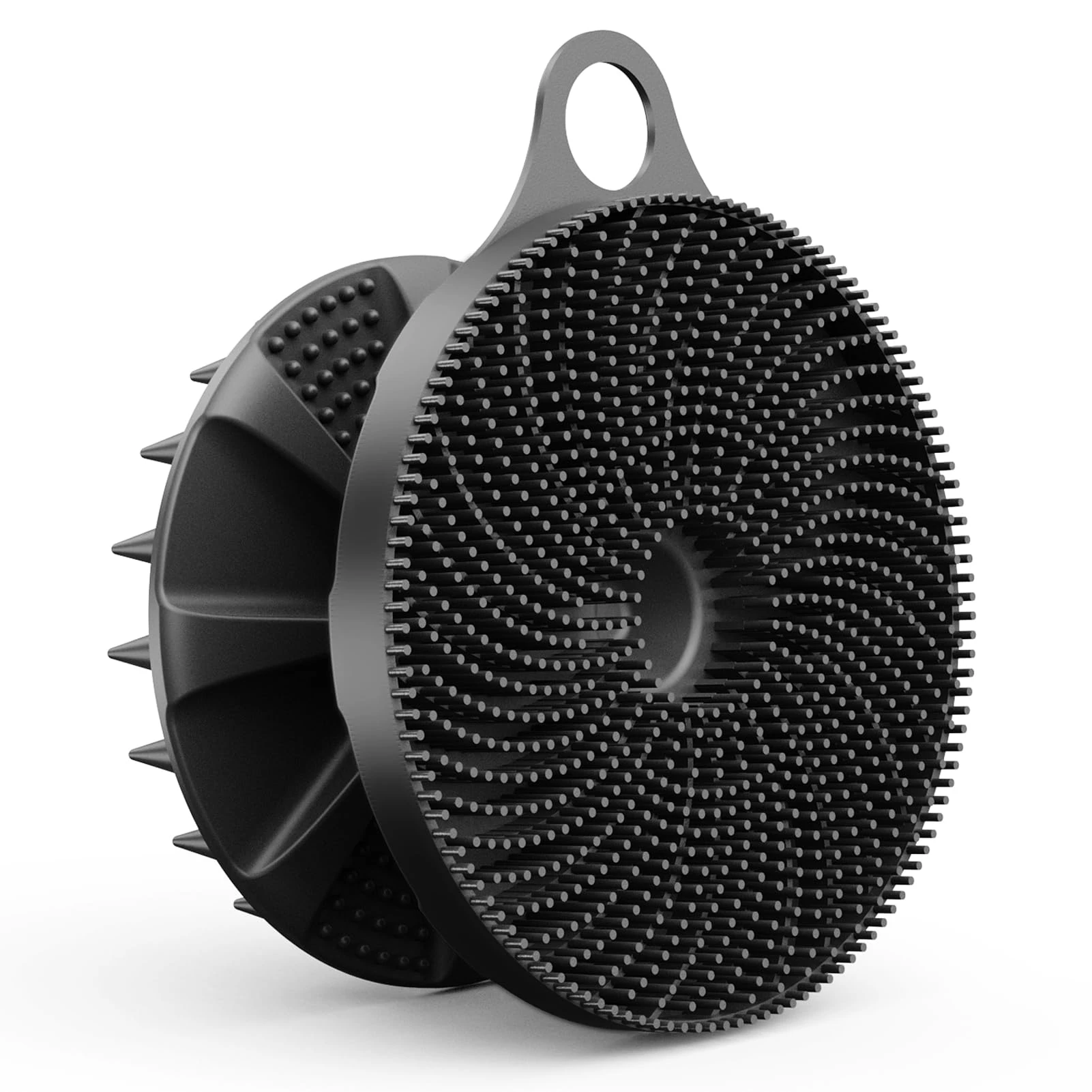 2 in 1 Silicone Brush, BEAUTAIL Body Shower Scrubber and Scalp Hair Massager Shampoo Brush, Deeply Cleanse Skin, Dandruff Removal and Hair Growth, Gentle for Women Men Sensitive Skin (Black)