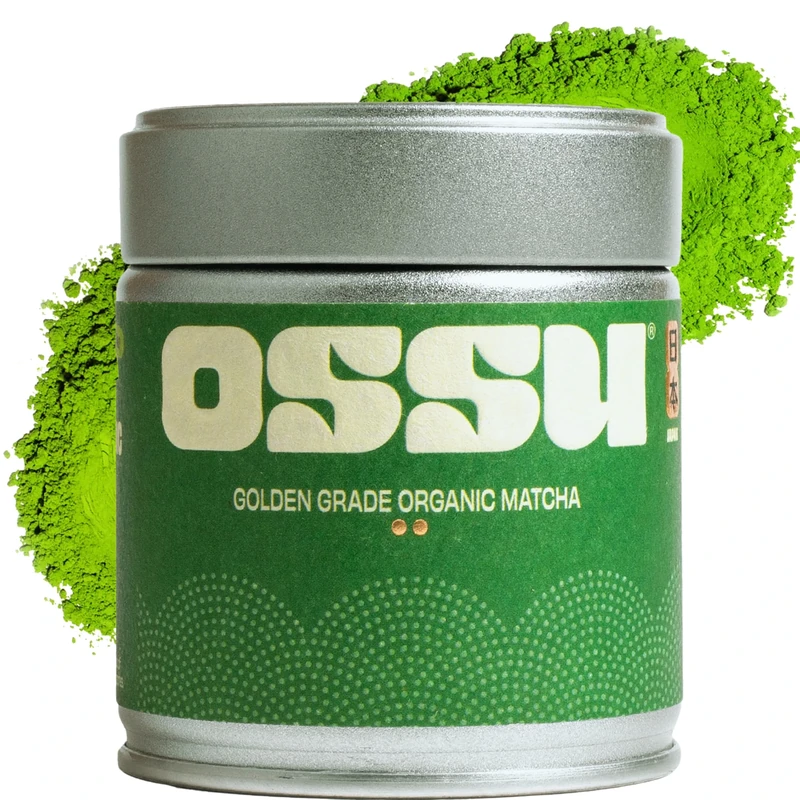 OSSU Organic Matcha Powder 40g - Golden Grade from Uji, Kyoto, Japan - True Ceremonial Spring Harvest, Stone-Ground Green Tea