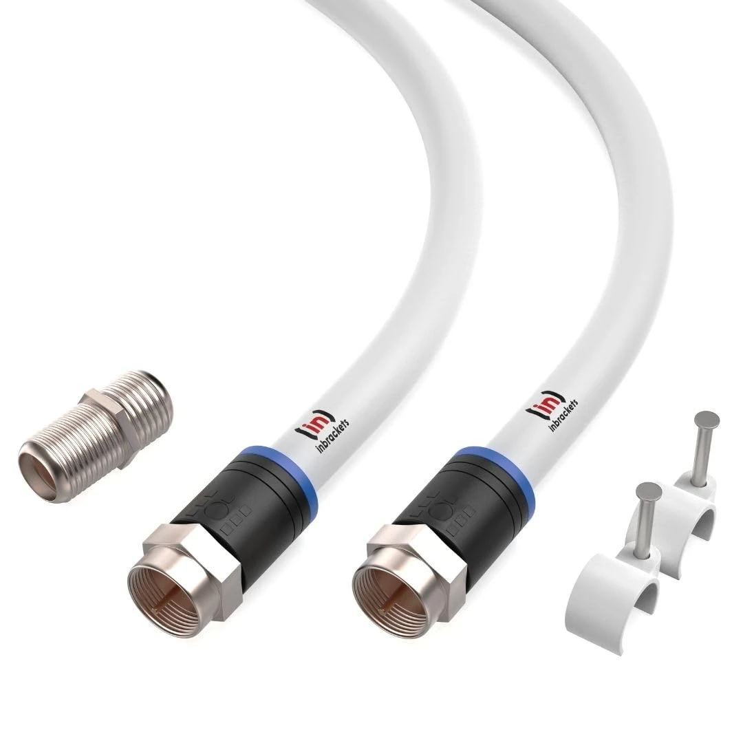 Inbrackets Ultimate Extension Cable Lead Kit for Virgin Media TV, Broadband, TiVo, and Superhub – Enhanced Connectivity with Clips White (4 Metres)