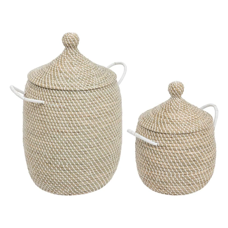 Set of 2 baskets 'Soleya' made of straw Ø30cm and Ø39cm - Image 1