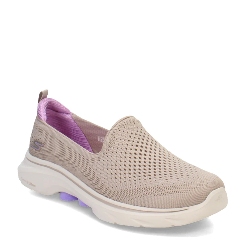 Skechers Women's Go Walk 7 Vina Sneaker, Taupe/Lavender, 3.5 UK