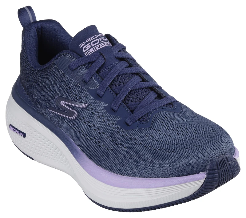 Skechers Women's Go Run Elevate 2.0 Sneaker, Navy Textile/Lavender Trim, 8 UK