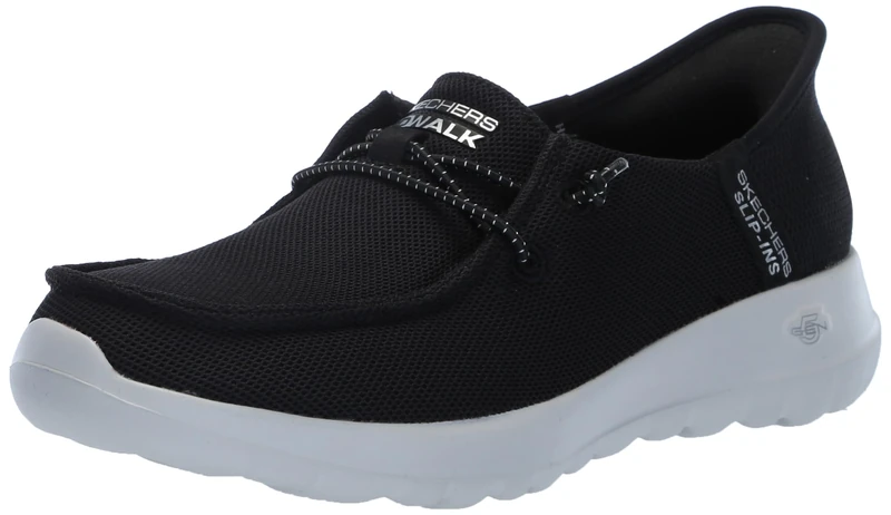 Skechers Women's Hands Free Slip-ins Go Walk Joy Moc Toe Casual Shoe Sneaker, Black/White, 7 UK Wide