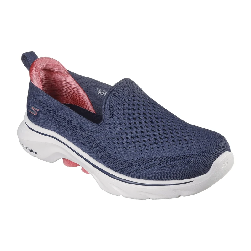 Skechers Women's Go Walk 7 Vina Slip-On Sneakers, Navy Textile/Coral Trim, 5 UK