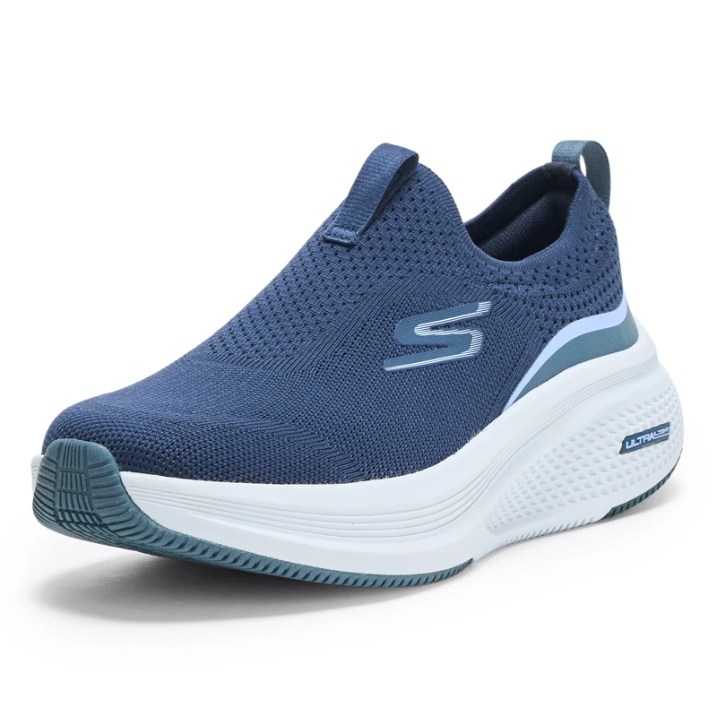 Skechers Women's Go Run Elevate 2.0 Cadena Sneaker, Navy Textile/Blue Trim, 2 UK