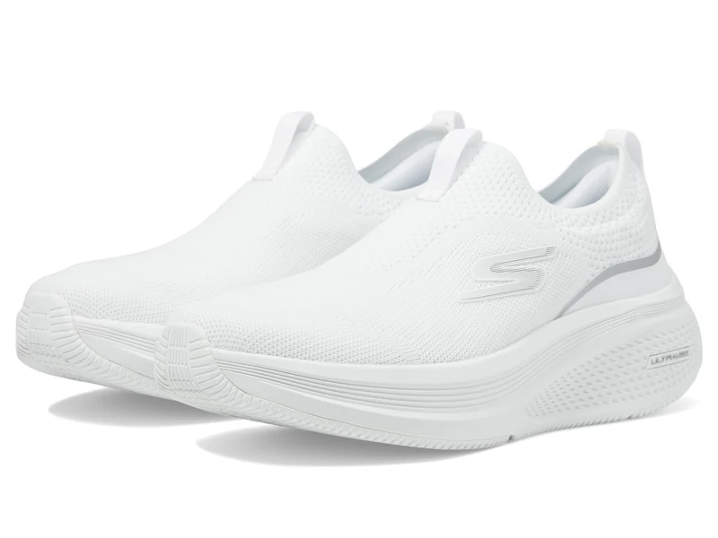 Skechers Women's Go Run Elevate 2.0 Cadena Sneaker, White Textile/Silver Trim, 3 UK