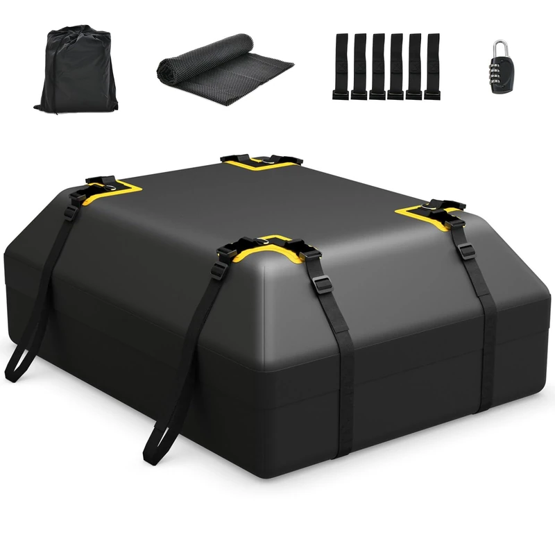 GiantexUK 15/21 Cubic Feet Car Roof Bag for Car Suv (Black, 424L)