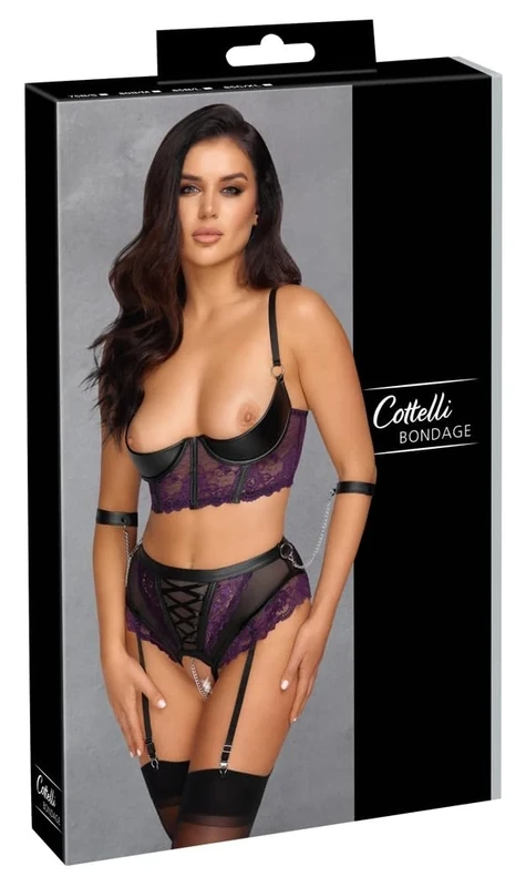 Quarter Cup Bondage 85B/L Black/Purple