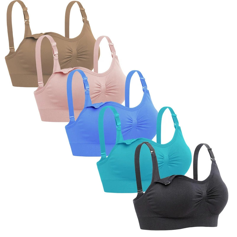 Lataly Womens Sleeping Nursing Bra Wirefree Breastfeeding Maternity Bralette Pack of 5, 5pack2, 4X-Large
