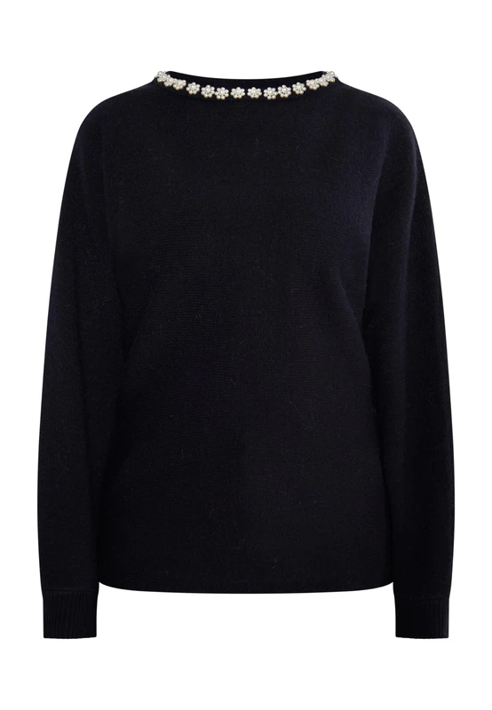 corbridge Women's Beaded Sweater, Black, M/L