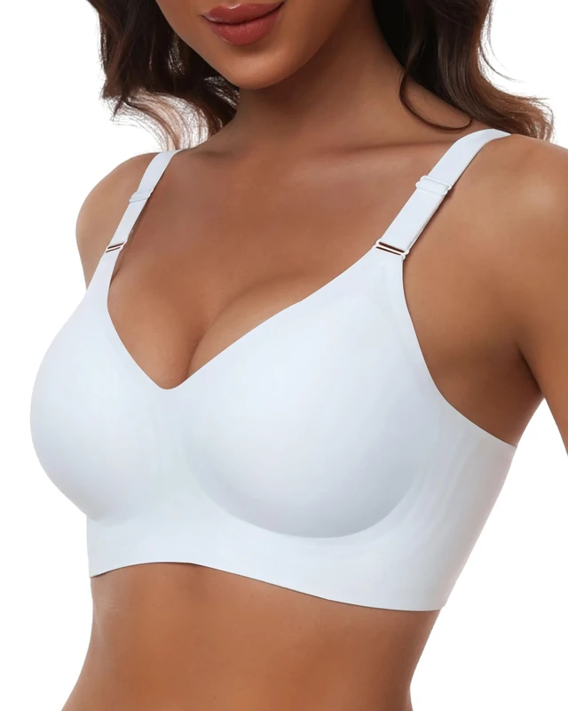 HORISUN Wireless Push Up Full Coverage Seamless Bra - White 4XL
