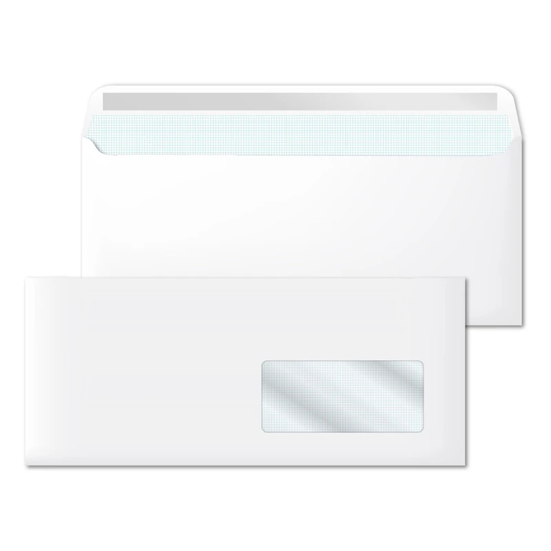 White Envelopes, Paper Envelopes, American Paper Envelopes with Right Window, Shipping Envelopes for Documents, Self Seal Envelope White Paper Size 220 x 110 mm - SIDI (2000 Units)