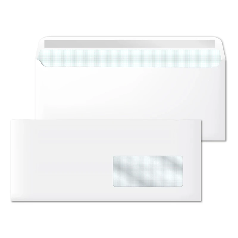 White Envelopes, Paper Envelopes, American Paper Envelopes with Right Window, Shipping Envelopes for Documents, Self Seal Envelope White Paper Size 220 x 110 mm - SIDI (1000 Units)