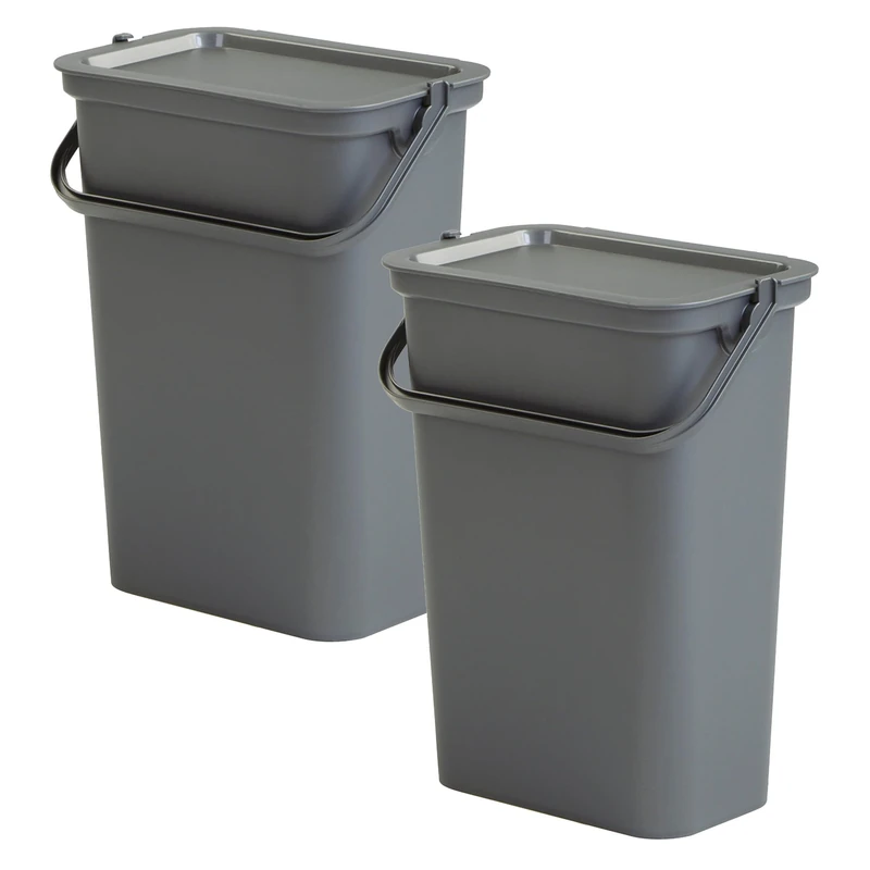 WELL HOME MOBILIARIO & DECORACIÓN Set of 2 Moda Bin 10 L Graphite with Handle