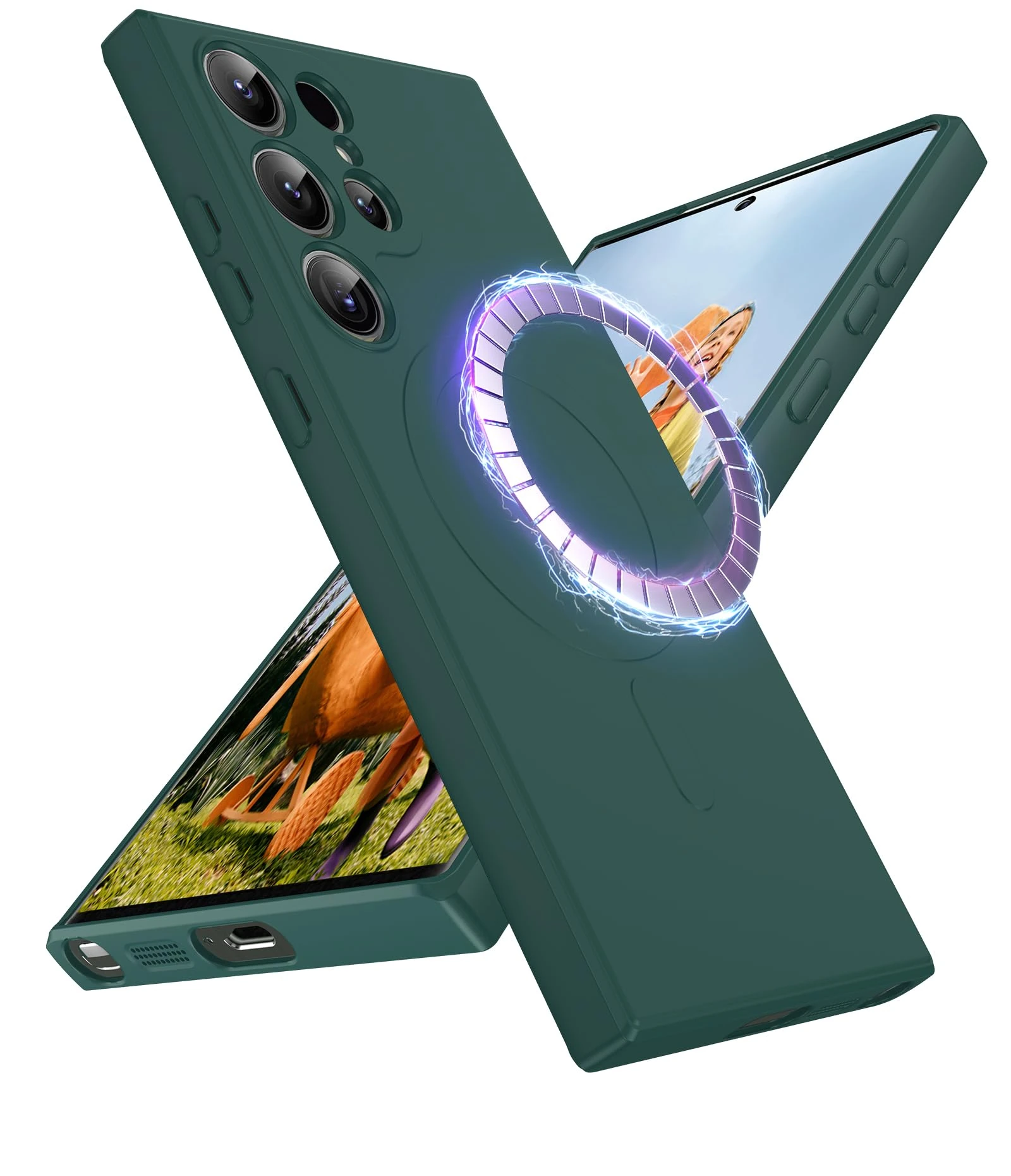 LeYi for Samsung Galaxy S23 Ultra Case, Magnetic Case Compatible with MagSafe, TPU Protective Shockproof Phone Cover for Samsung S23Ultra 5G 6.8-Inchs(Not S23+/S23), Green