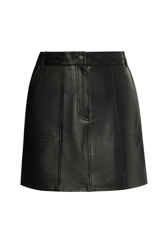 dulcey Women's Leather Skirt, Black, M