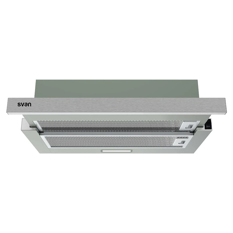 Svan Campana Extractora Telescópica 60cm Inox SCPE601CX. Potencia 116,5m3/h, Tiro Doble, 2 Velocidades, Control Manual, Filtro apto para Lavavajillas.