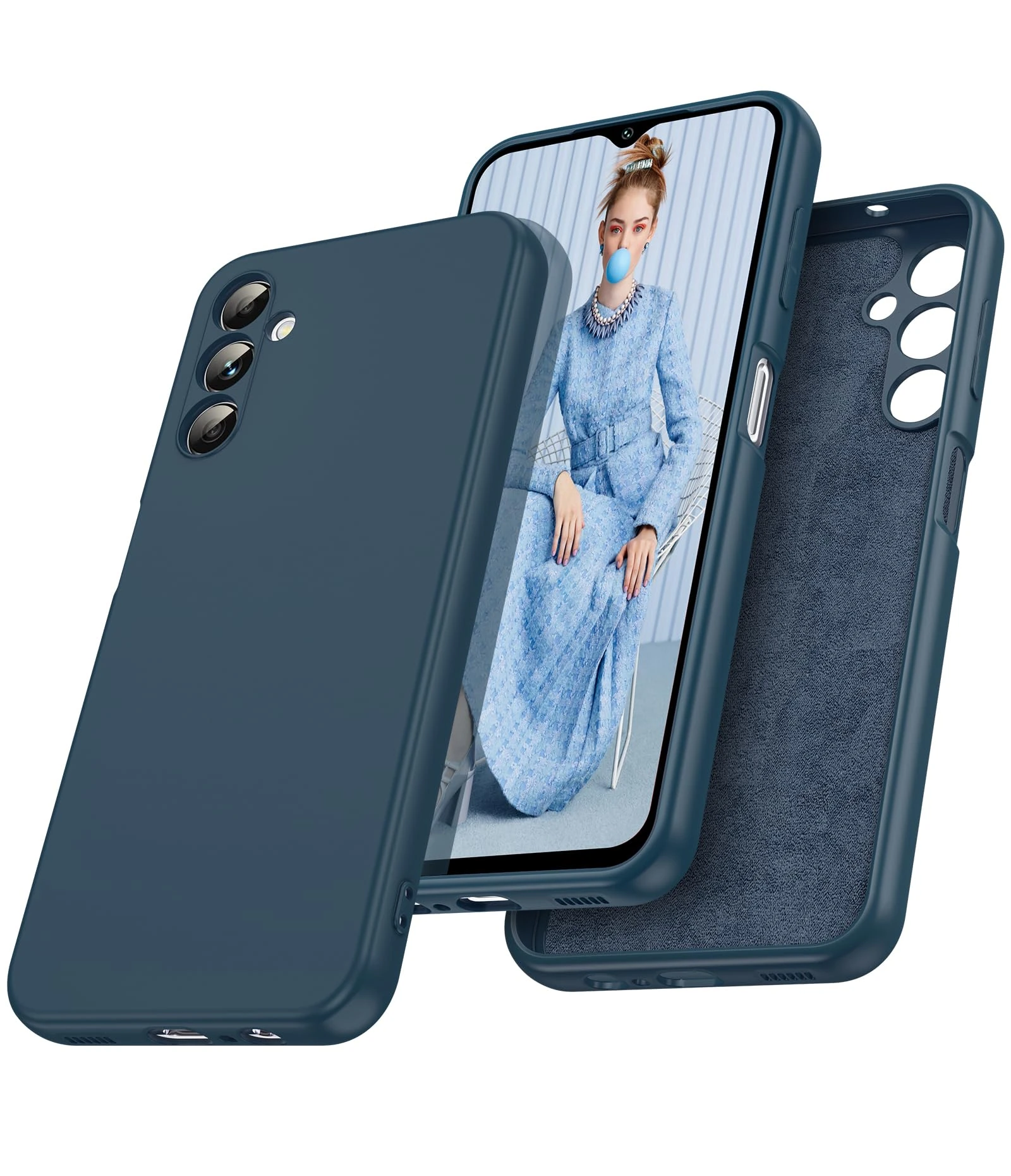 LeYi for Samsung Galaxy A14 Case Case, Flexible Lightweight TPU Protective Silicone Slim Rugged Shockproof Phone Cover for Samsung A 14,Blue