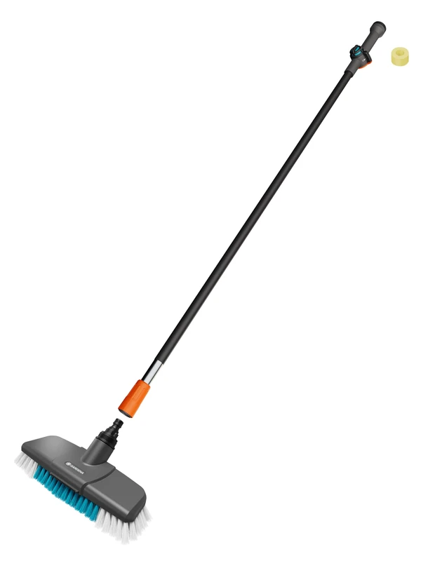 Gardena Cleansystem Wash Set with 150 cm handle M and hard long-handled brush: Practical cleaning set, ideal for effective washing of larger, non-sensitive surfaces, cleaning tabs (18828-20)