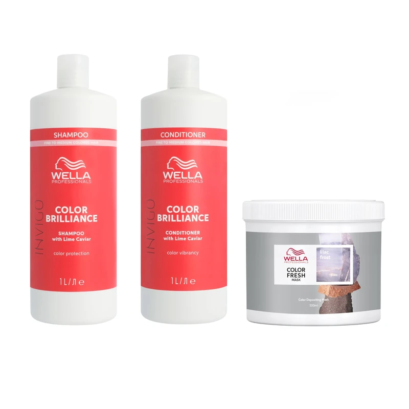 Wella Professionals Color Fresh Mask, Temporary Hair Colour Refresh Treatment, Invigo Color Brilliance Colour Protection Duo, Hair Dye 500ml & Shampoo 1l & Conditioner 1l, Lilac Frost