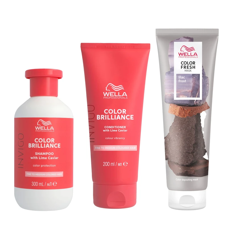 Wella Professionals Color Fresh Mask, Temporary Hair Colour Refresh Treatment, Invigo Color Brilliance Colour Protection Duo, Hair Dye 150ml & Shampoo 300ml & Conditioner 200ml, Lilac Frost