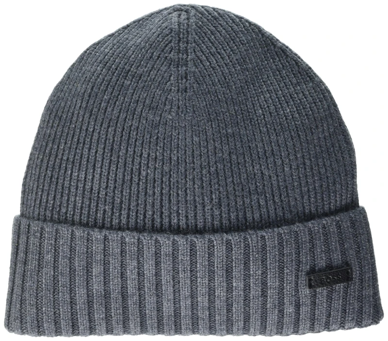 BOSS Men's Fati Ribbed Knit Hat Beanie, Earl Grey Tea, One Size
