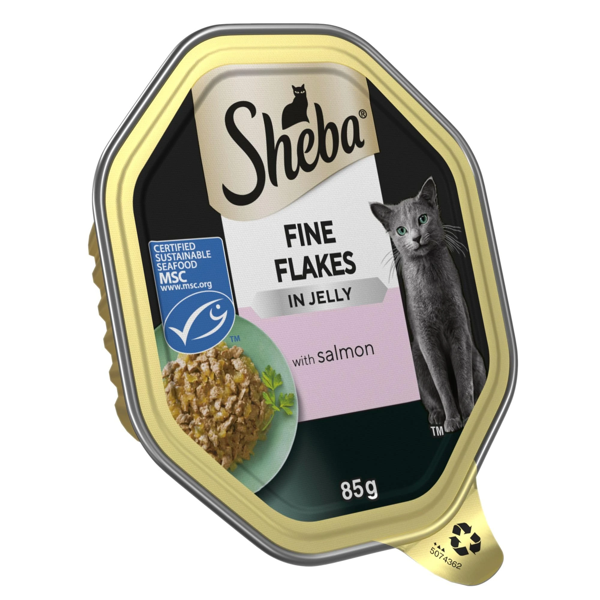 Sheba Fine Flakes Cat Tray with Salmon in Jelly 85g