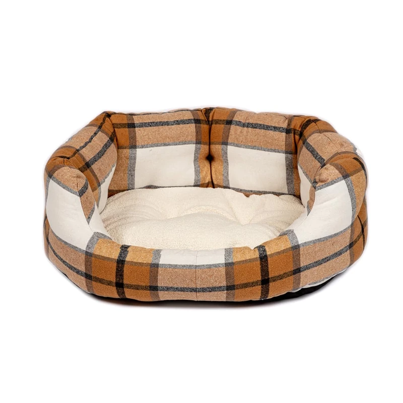 Danish Design Sand Bowmore Brushed Check Design Dog/Puppy Deluxe Slumber Bed Medium 30in