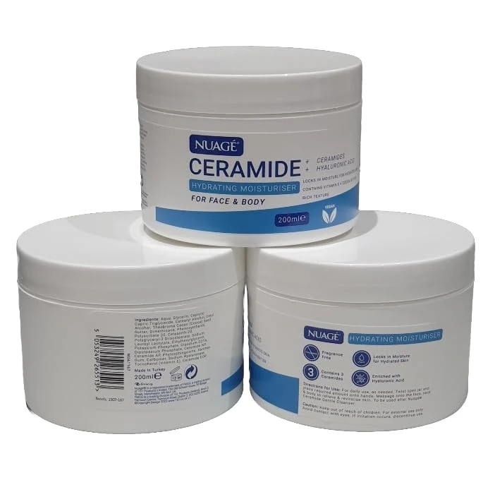 Nuage Ceramide Hydrating Moisturiser for Face and body with vitamin E, COCOA BUTTER 200ml,3 pack