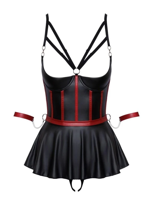 Lift Bra Set Bondage 75B/S Black/Red
