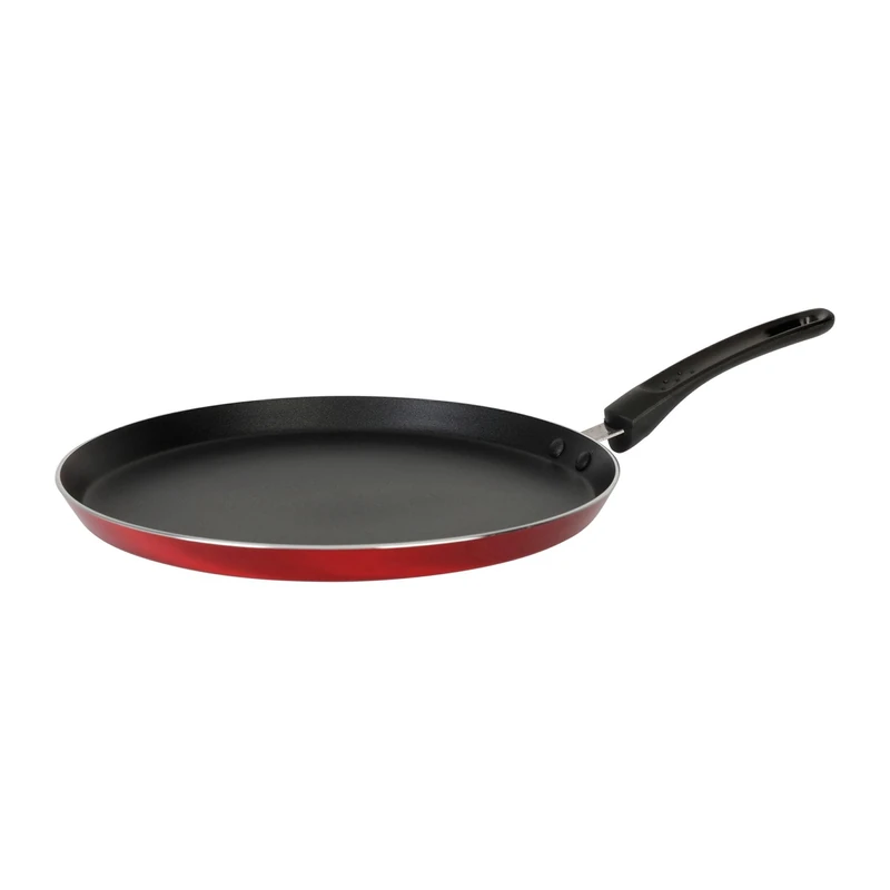 Sitram Cherry 712389 Crepe Pan Pressed Aluminium, Diameter 28 cm, Non-Stick Coating, Metallic Red, Suitable for All Heat Sources Including Induction